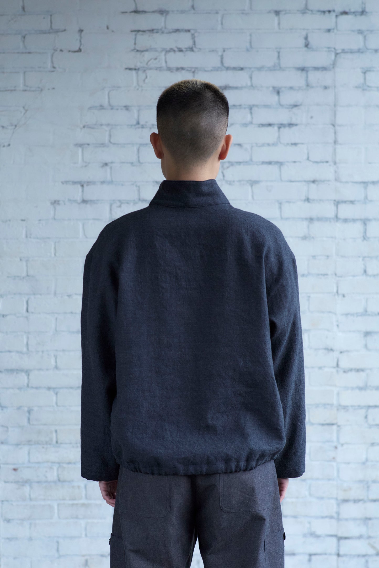 Crane Pullover in Charcoal Wool / Linen