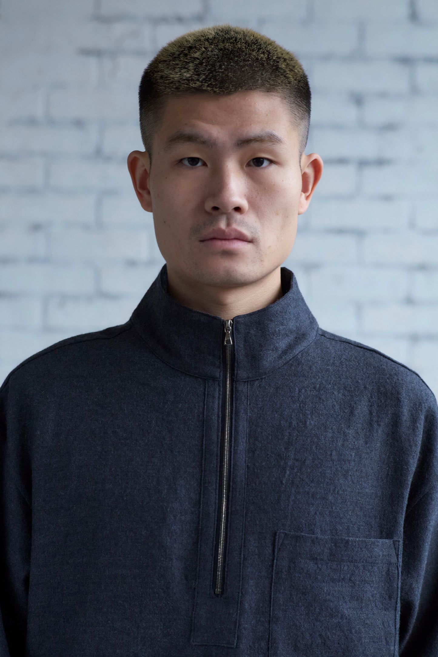 Crane Pullover in Charcoal Wool / Linen