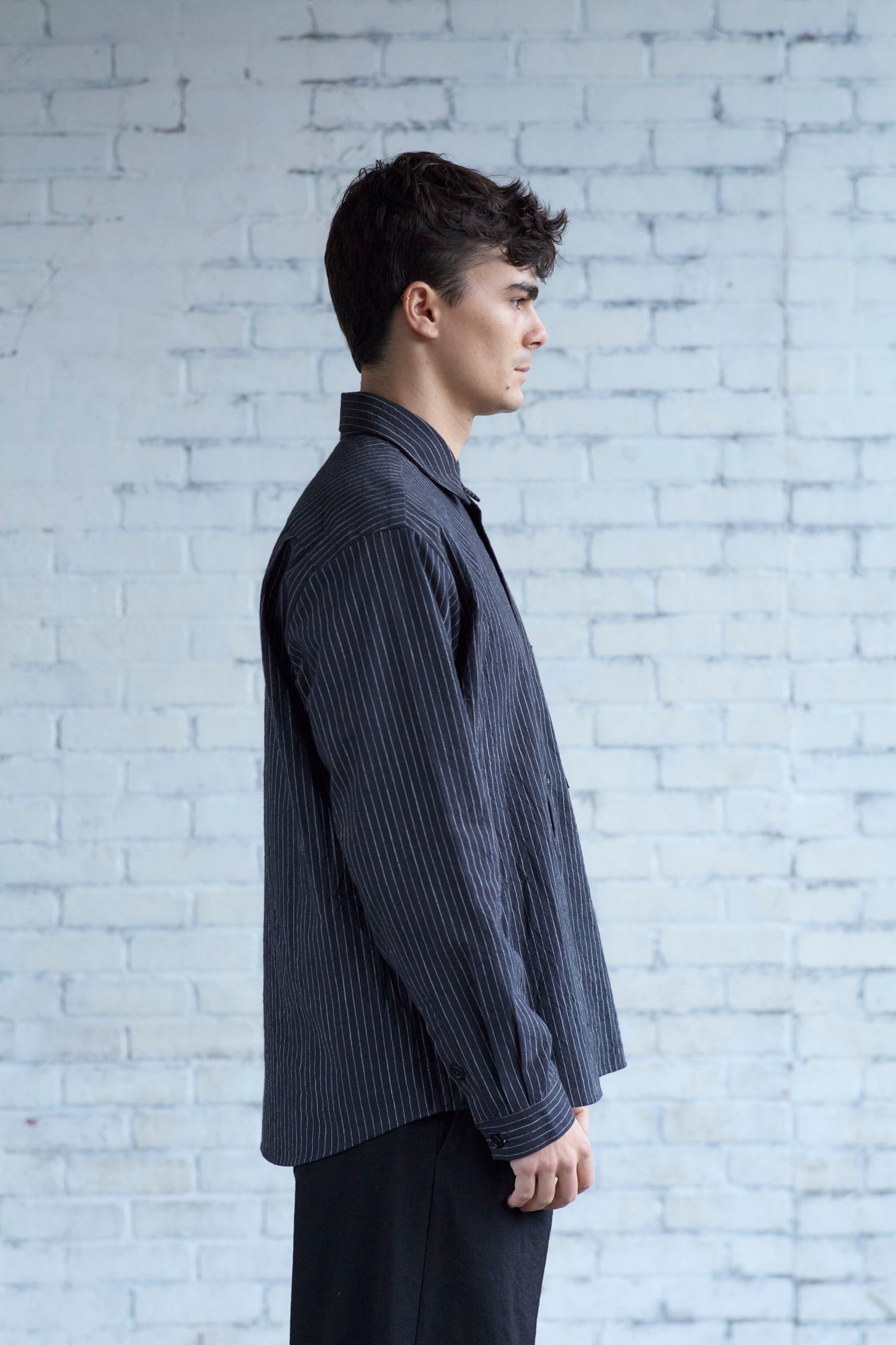 Dress Shirt in Striped Cotton Slub