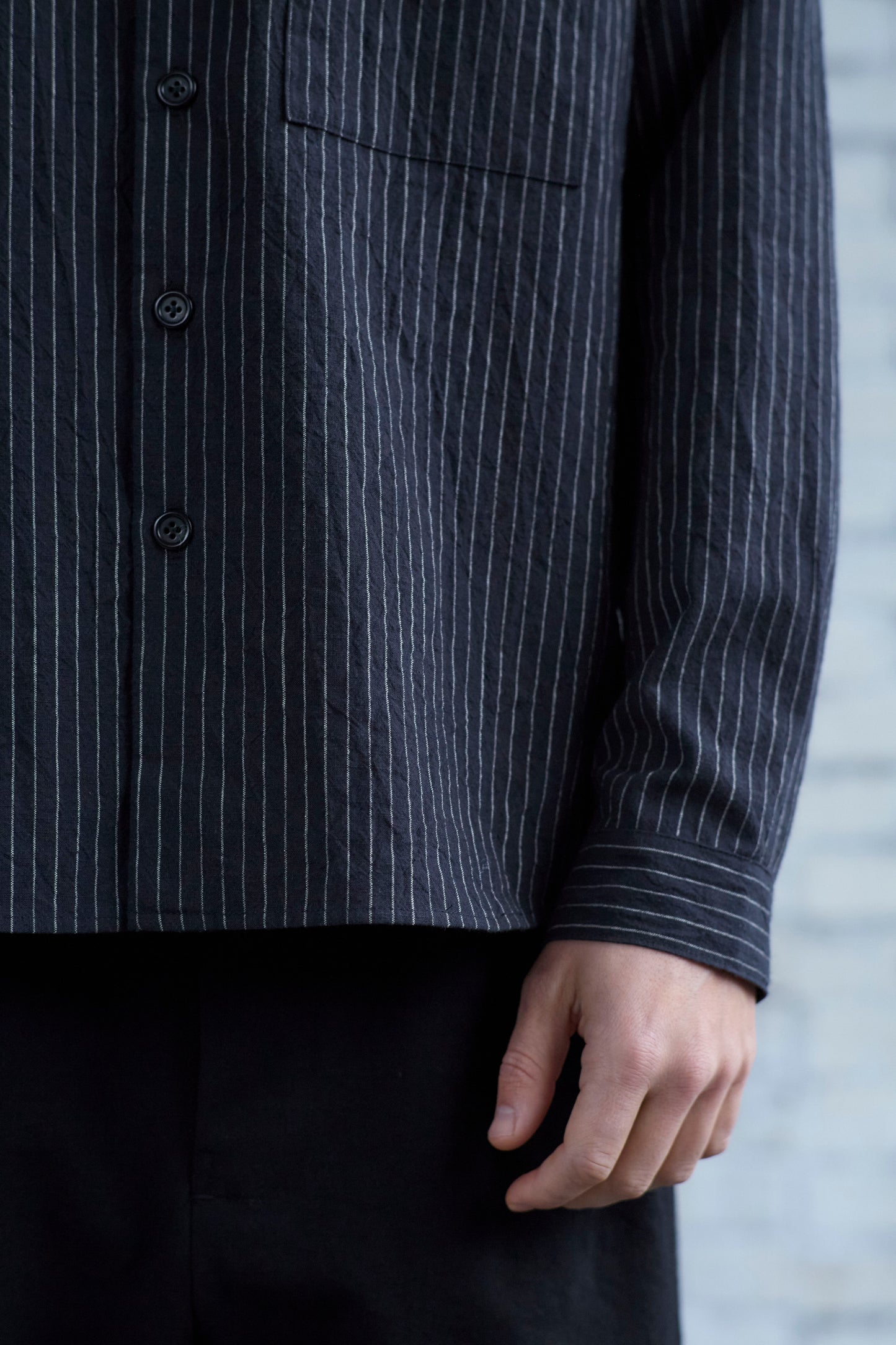 Dress Shirt in Striped Cotton Slub