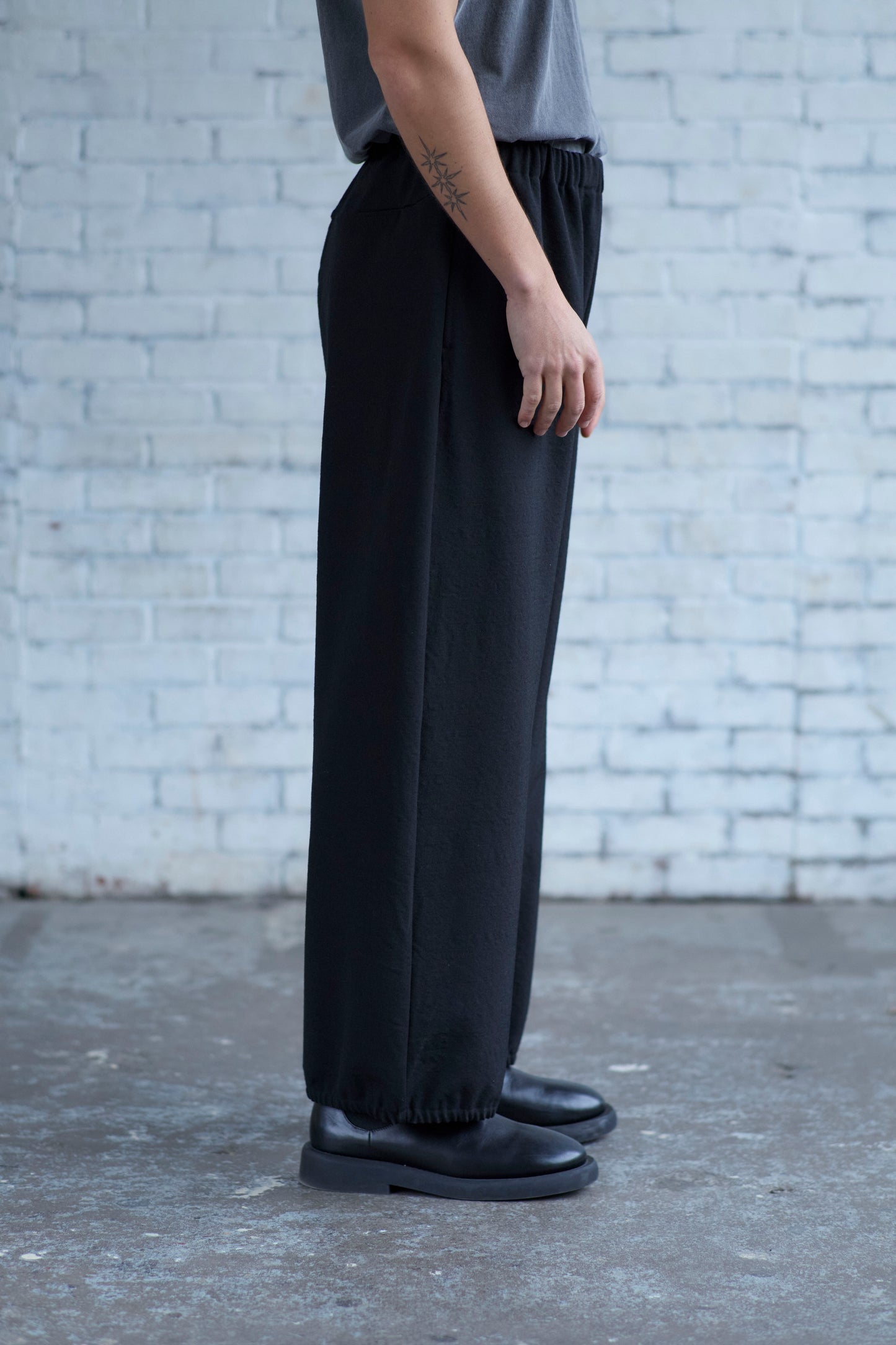 Gather Pants in Wool Gabardine