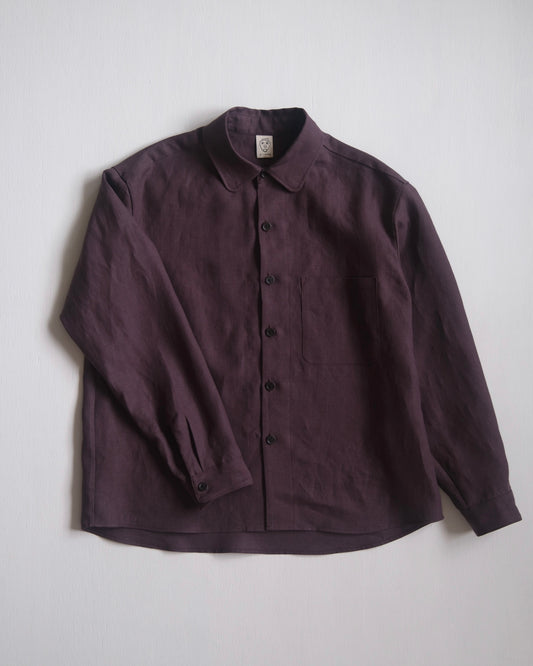 Tent Shirt in Aubergine Linen
