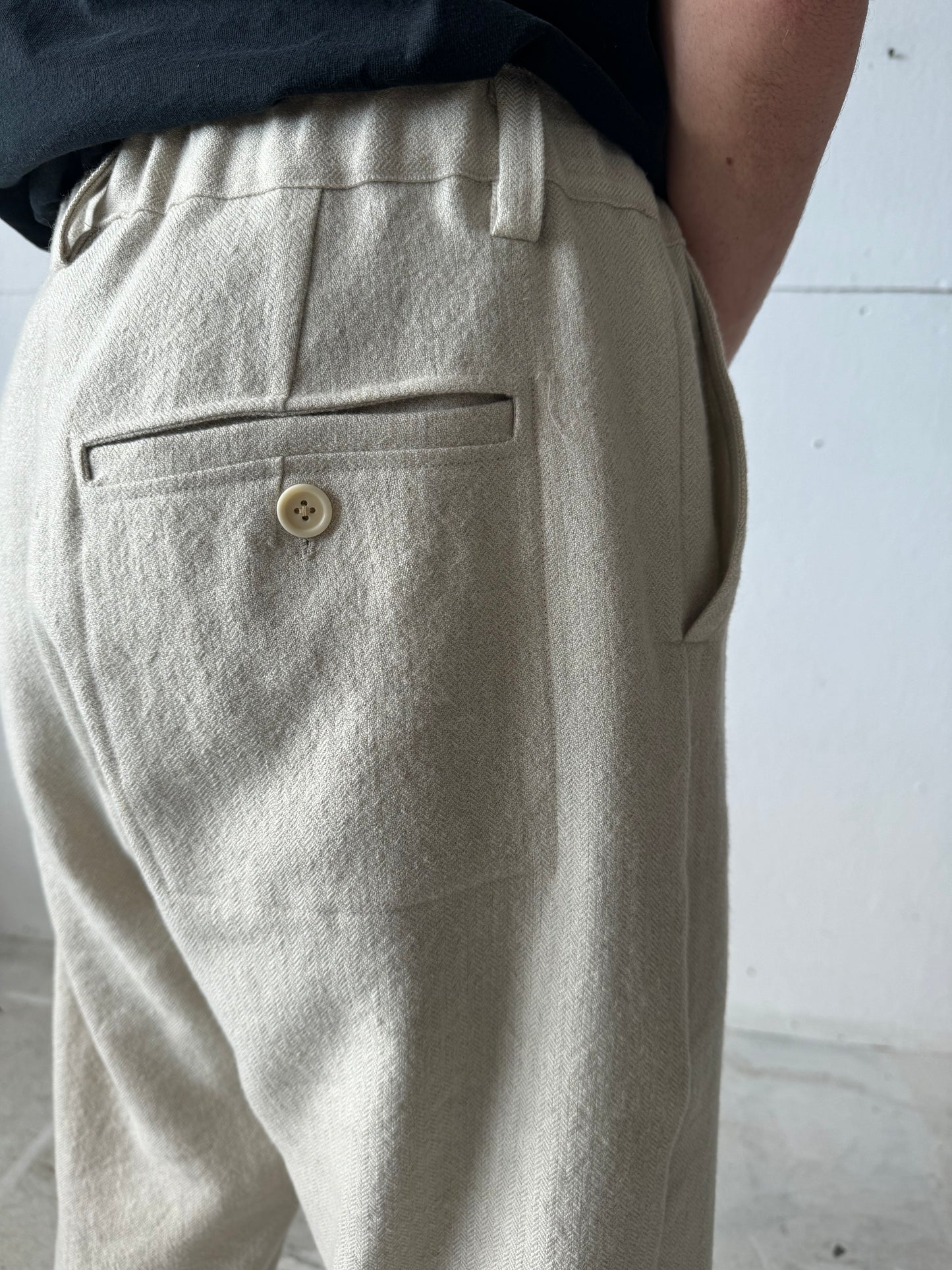 Work Pants in Wool/Linen Herringbone