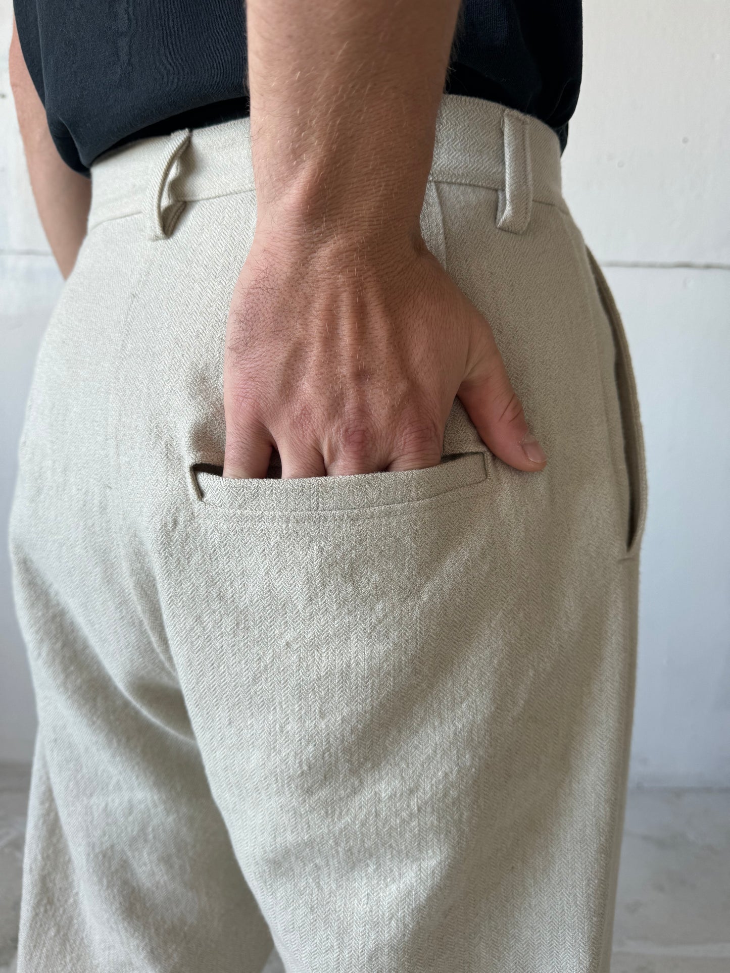 Dress Pants in Wool/Linen Herringbone