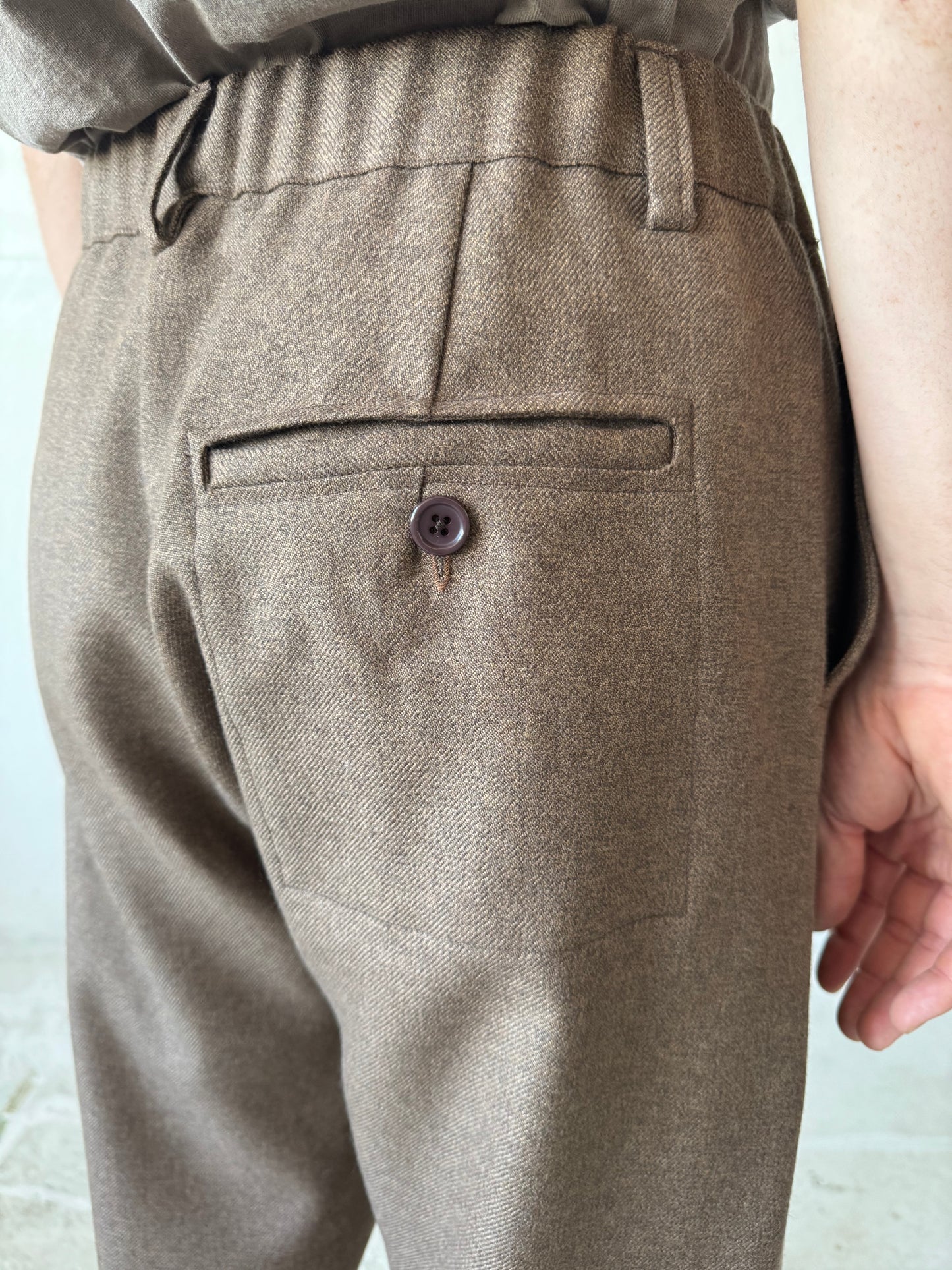 Work Pants in Brown Wool Twill