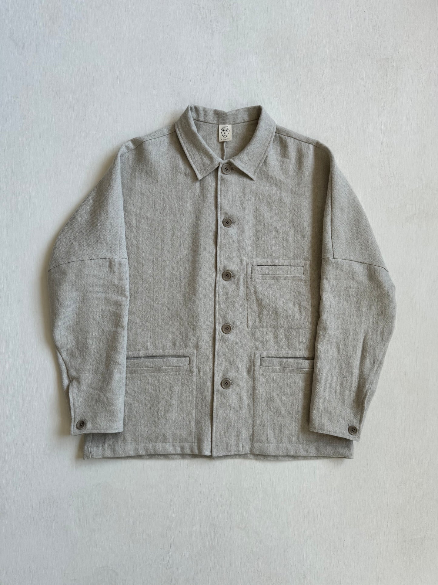 Work Jacket in Wool/Linen Herringbone