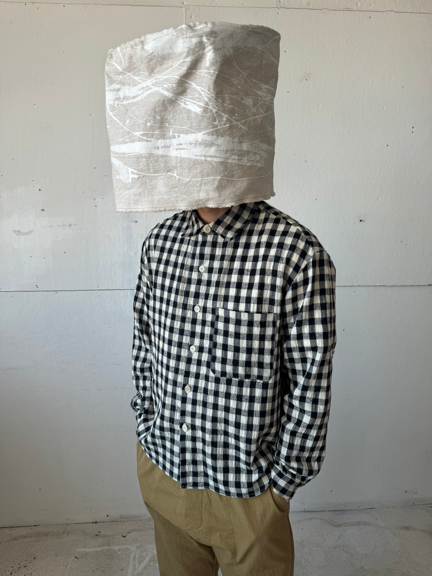 Tent Shirt in Wool/Linen/Cotton Gingham