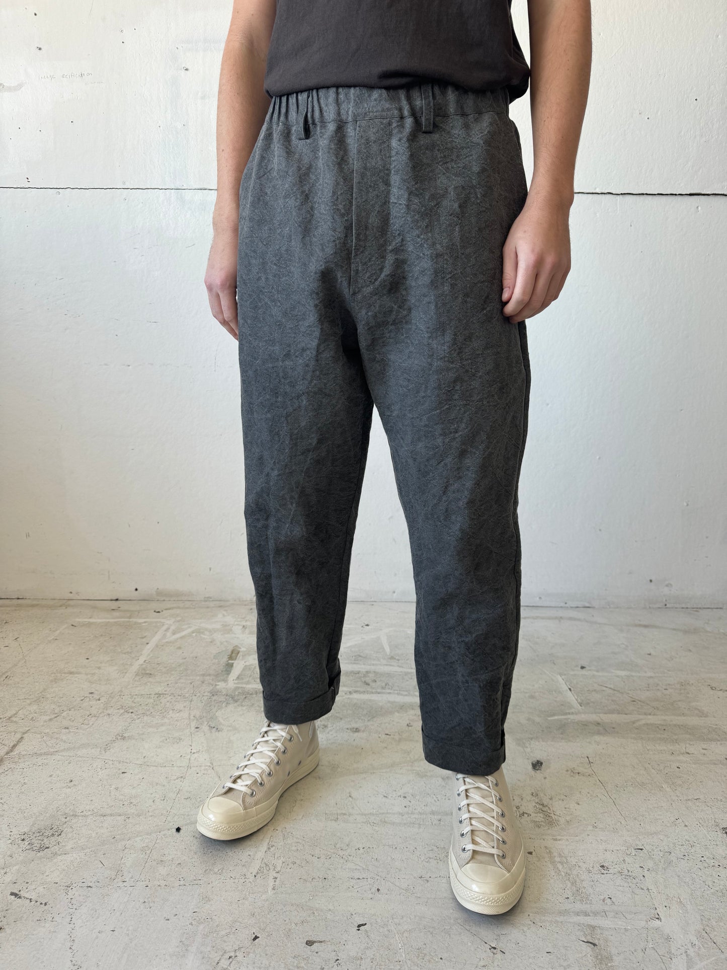 Work Pants in Dark Charcoal Dyed Paper/Linen