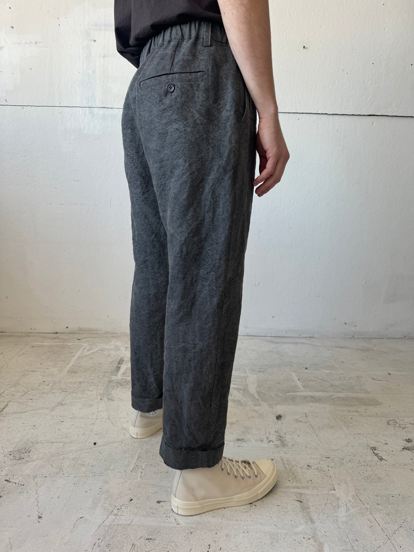 Work Pants in Dark Charcoal Dyed Paper/Linen