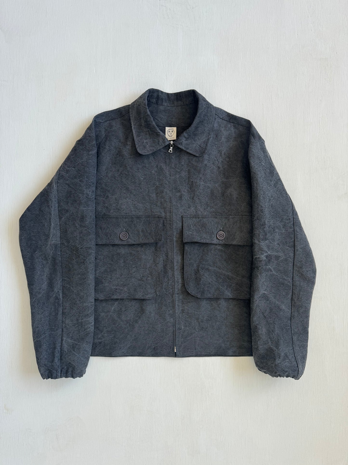 Fishing Jacket in Charcoal Dyed Paper/Linen