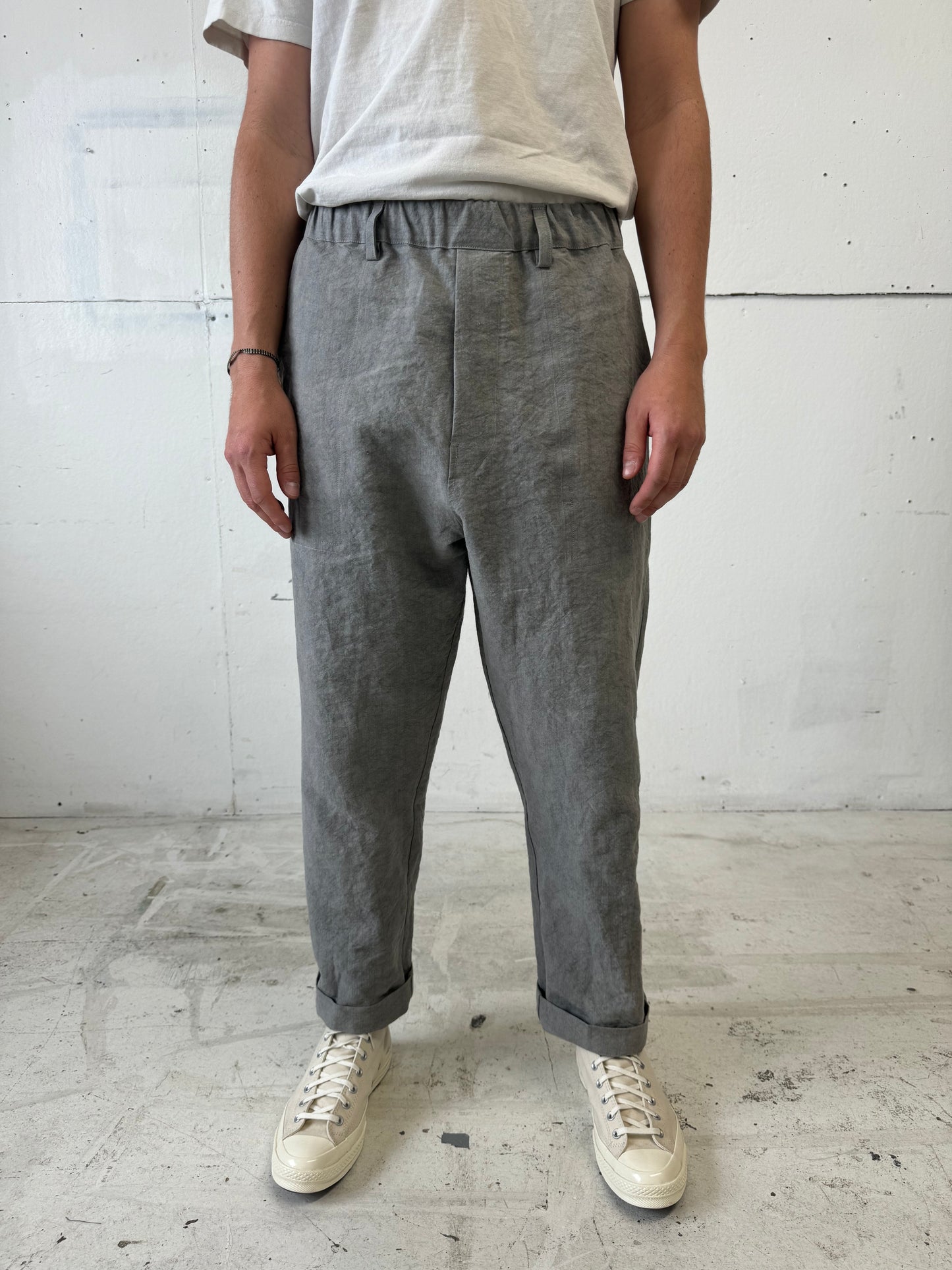 Work Pants in Light Charcoal Dyed Paper/Linen