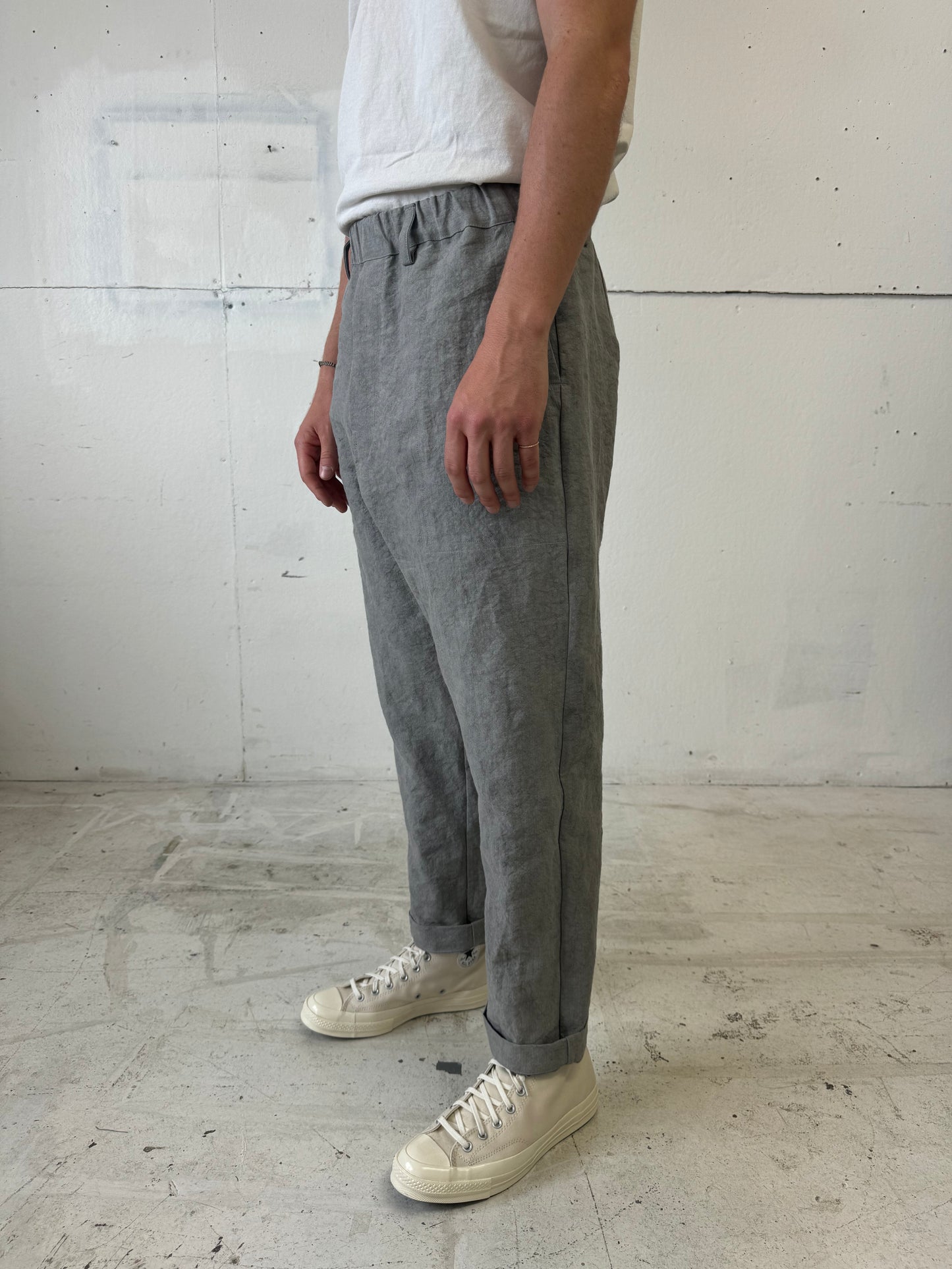 Work Pants in Light Charcoal Dyed Paper/Linen