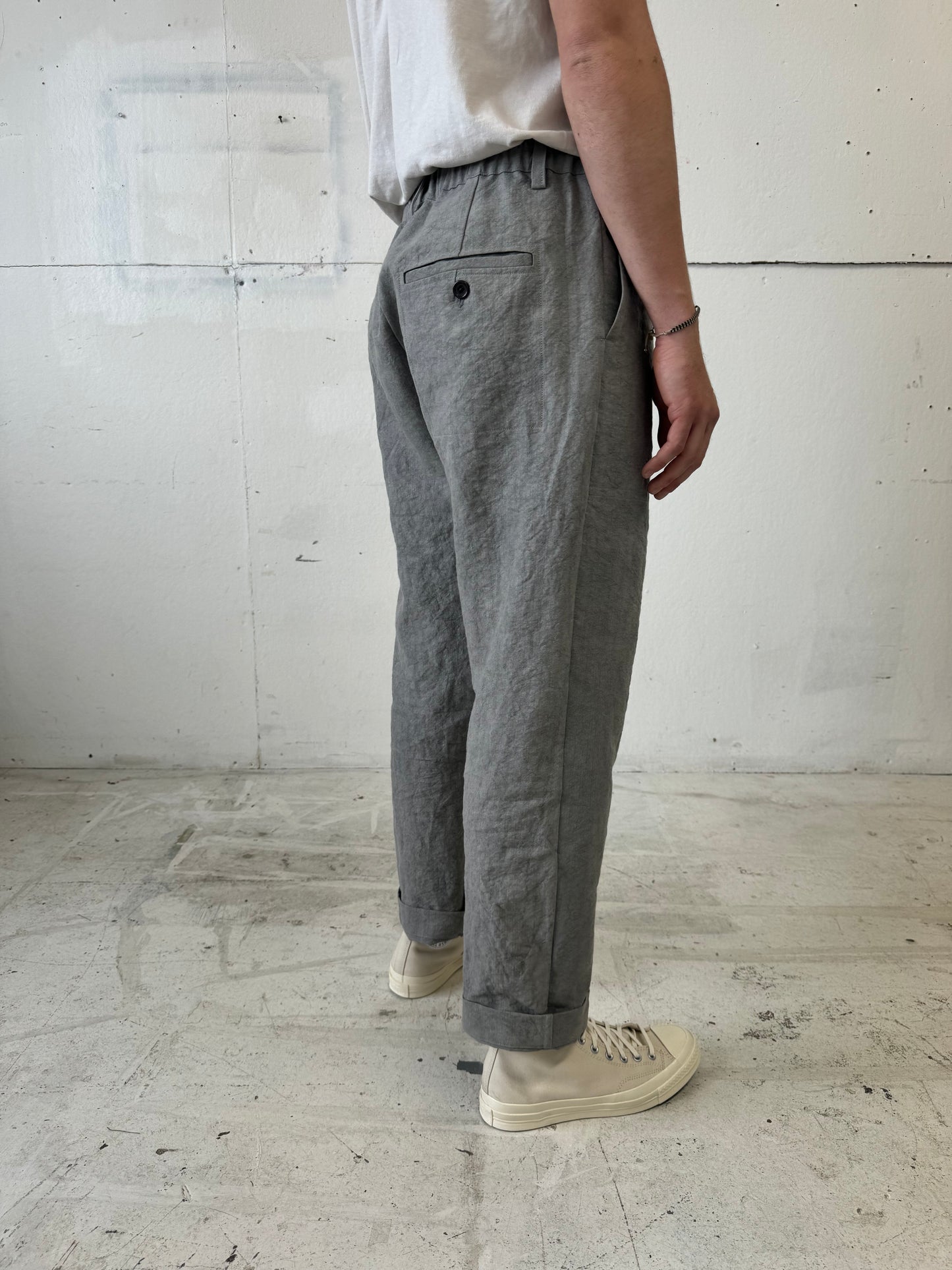 Work Pants in Light Charcoal Dyed Paper/Linen