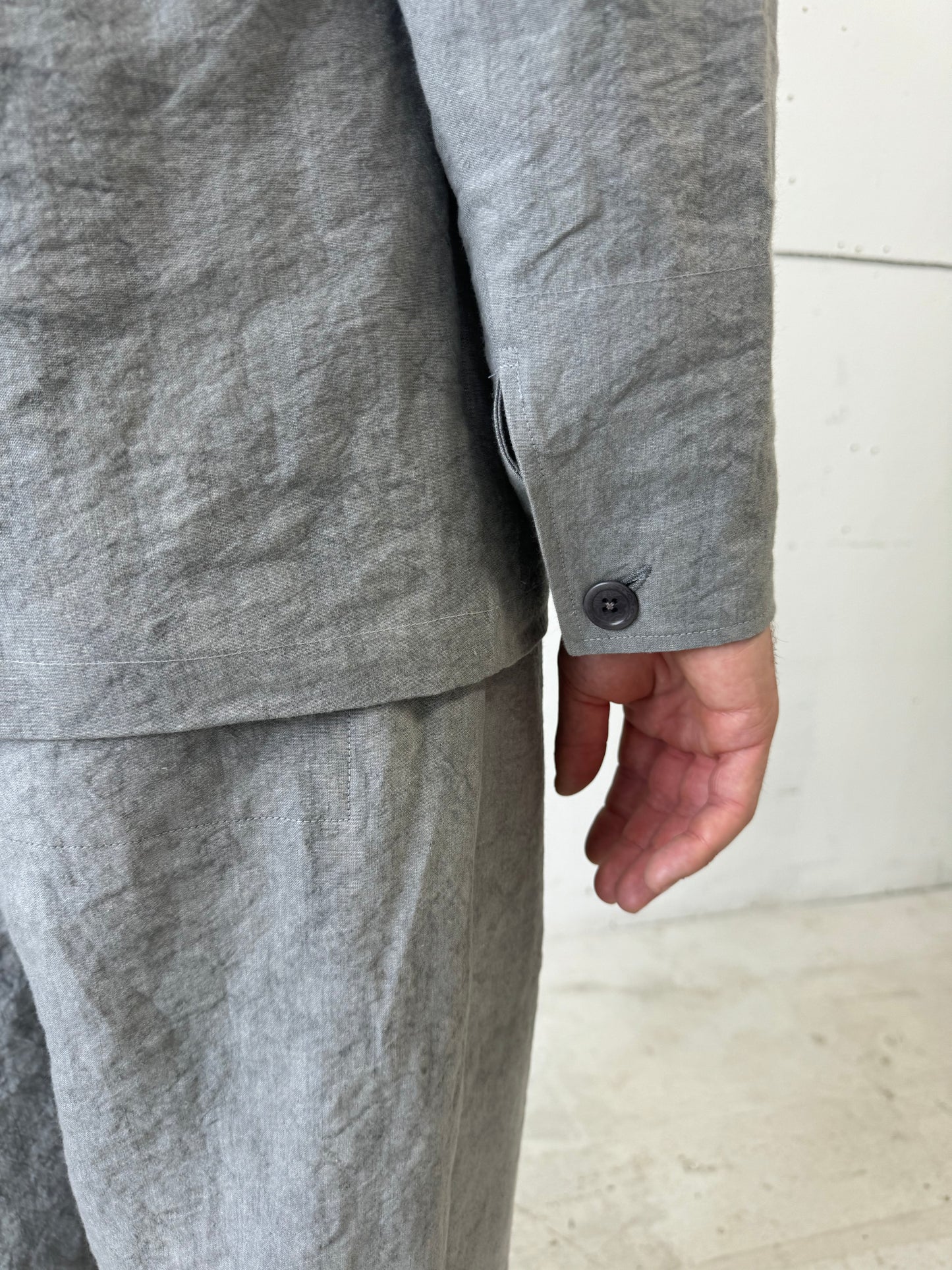 Work Jacket in Light Charcoal Dyed Paper/Linen