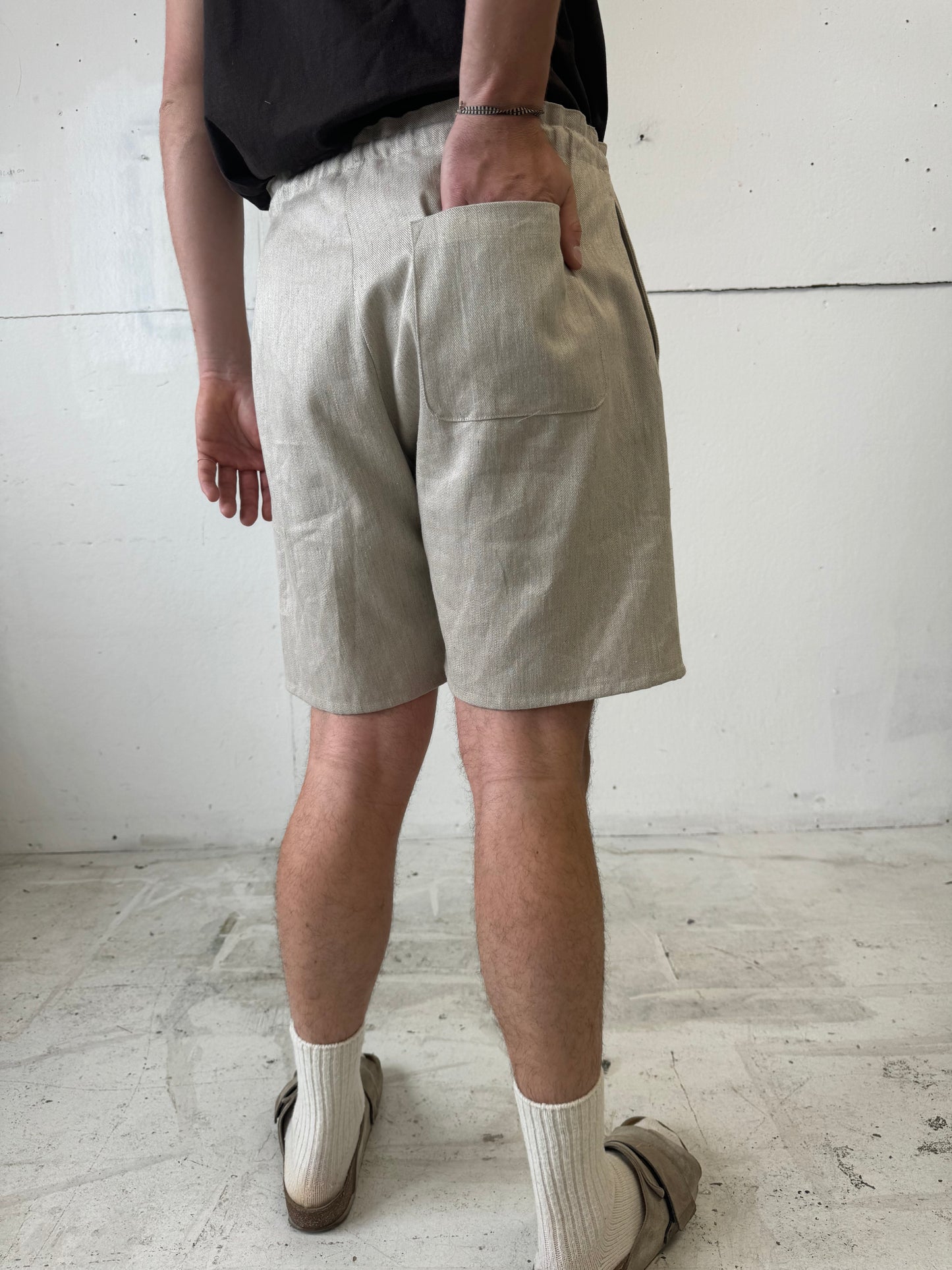 Bag Shorts in Linen/Cotton Twill