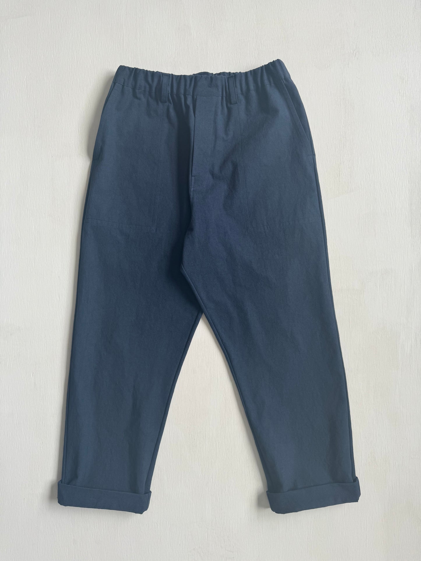 Work Pants in Navy Cotton/Linen Canvas