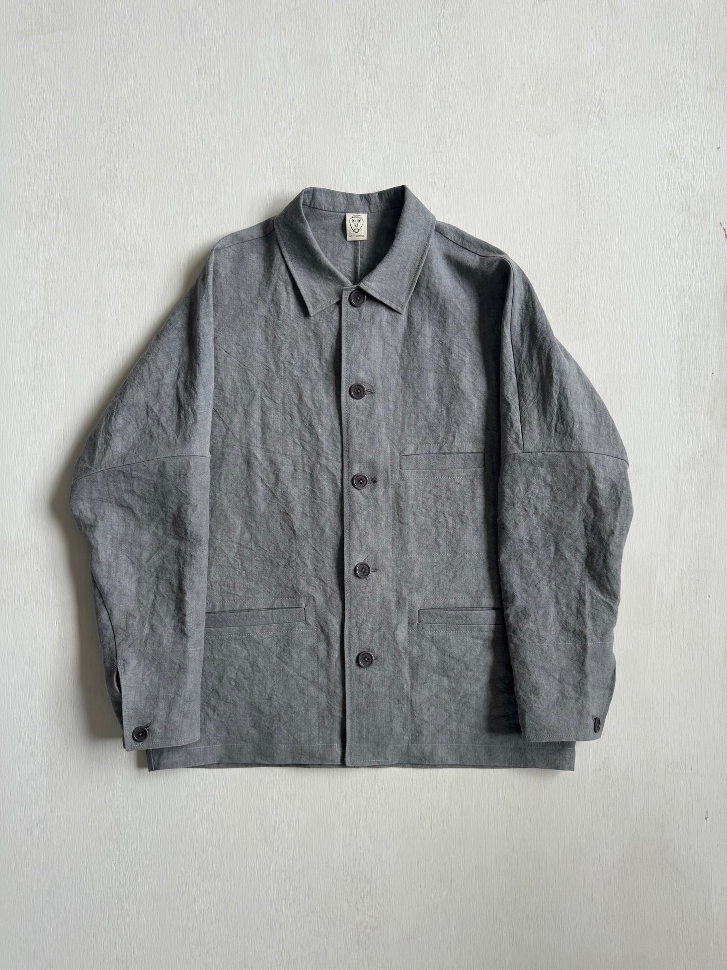 Work Jacket in Light Charcoal Dyed Paper/Linen