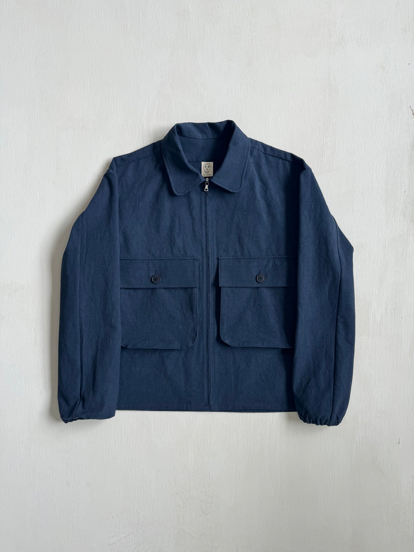 Fishing Jacket in Navy Cotton/Linen Canvas