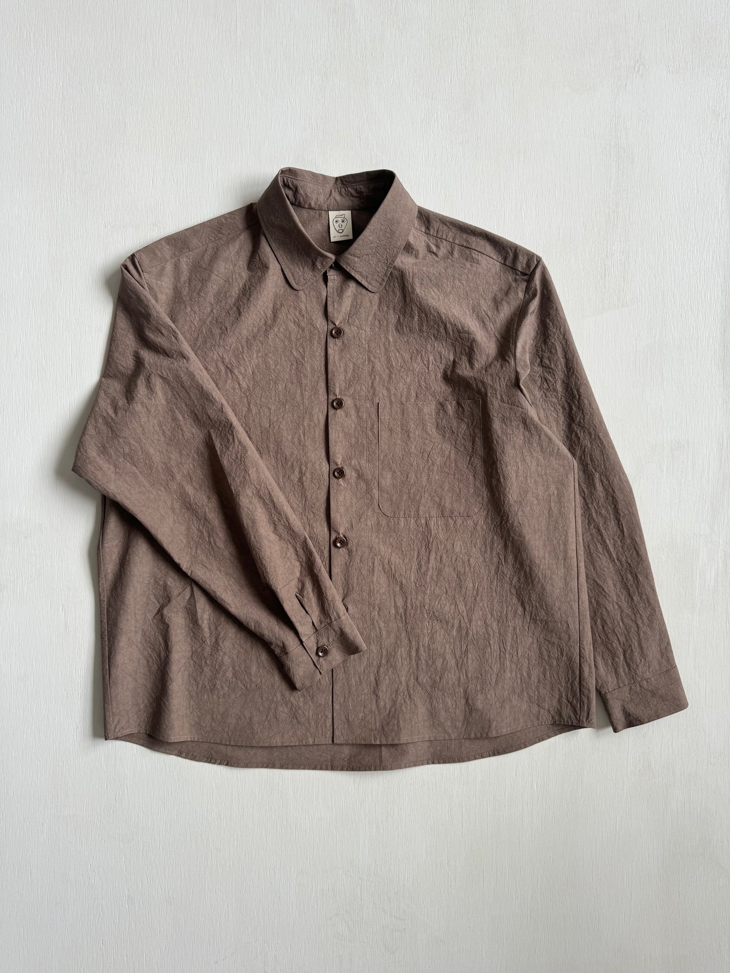 Tent Shirt in Brown Cotton/Linen Typewriter Cloth