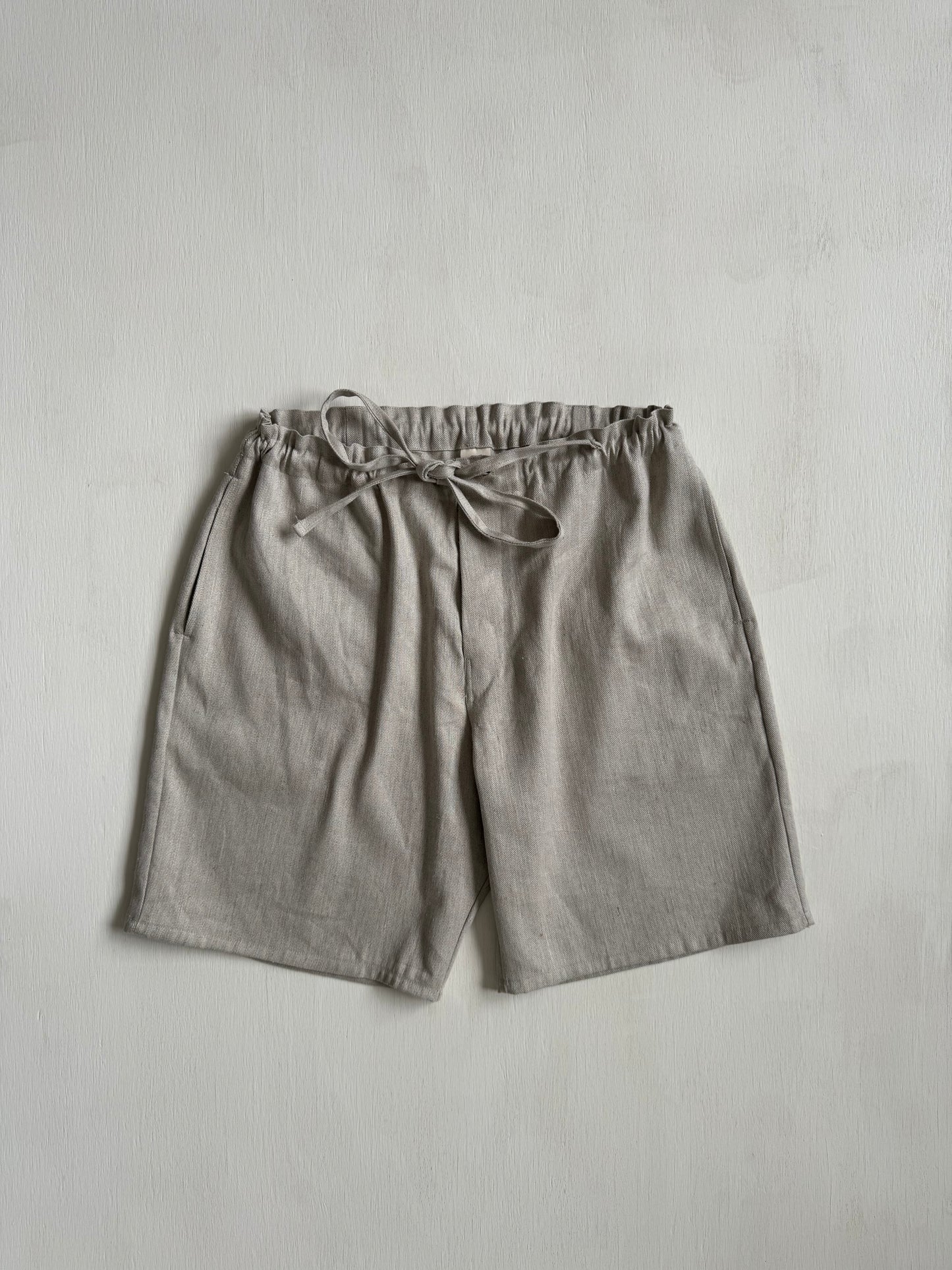 Bag Shorts in Linen/Cotton Twill