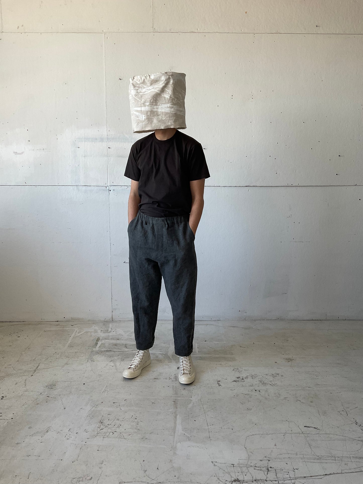 Work Pants in Charcoal Dyed Paper/Linen