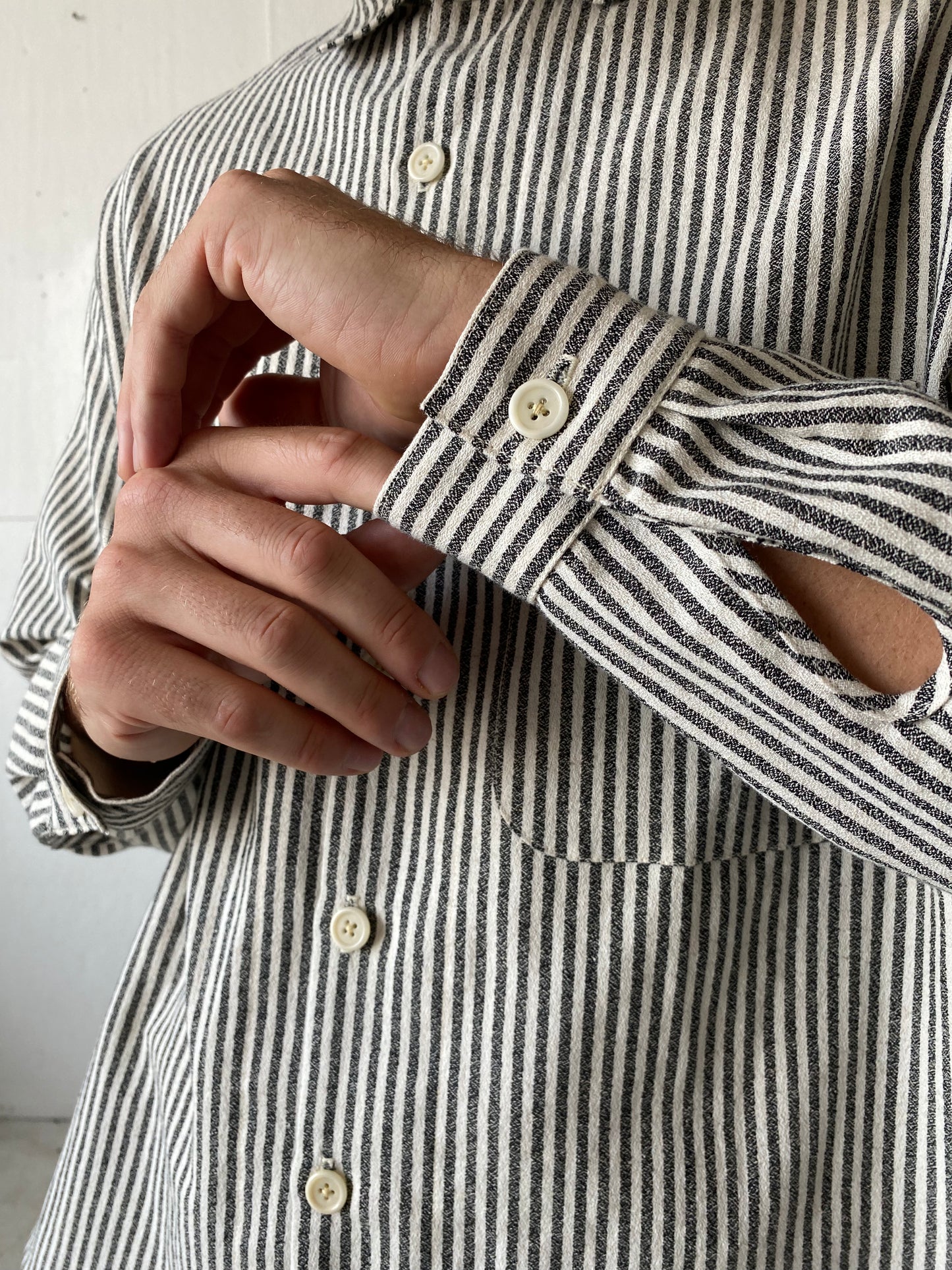 Tent Shirt in Cotton/Linen/Ramie Striped Dobby