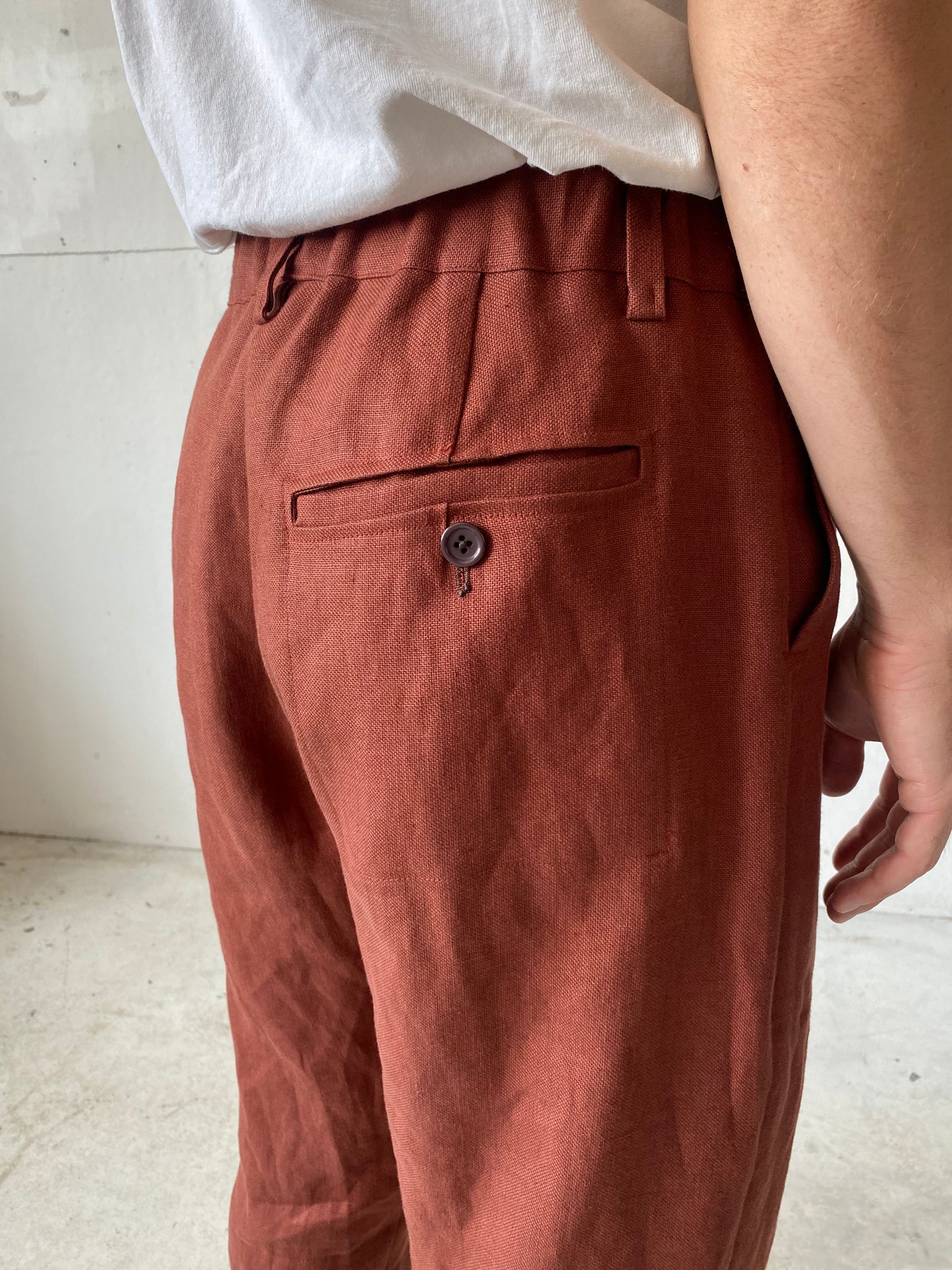 Work Pants in Oxblood Linen Canvas