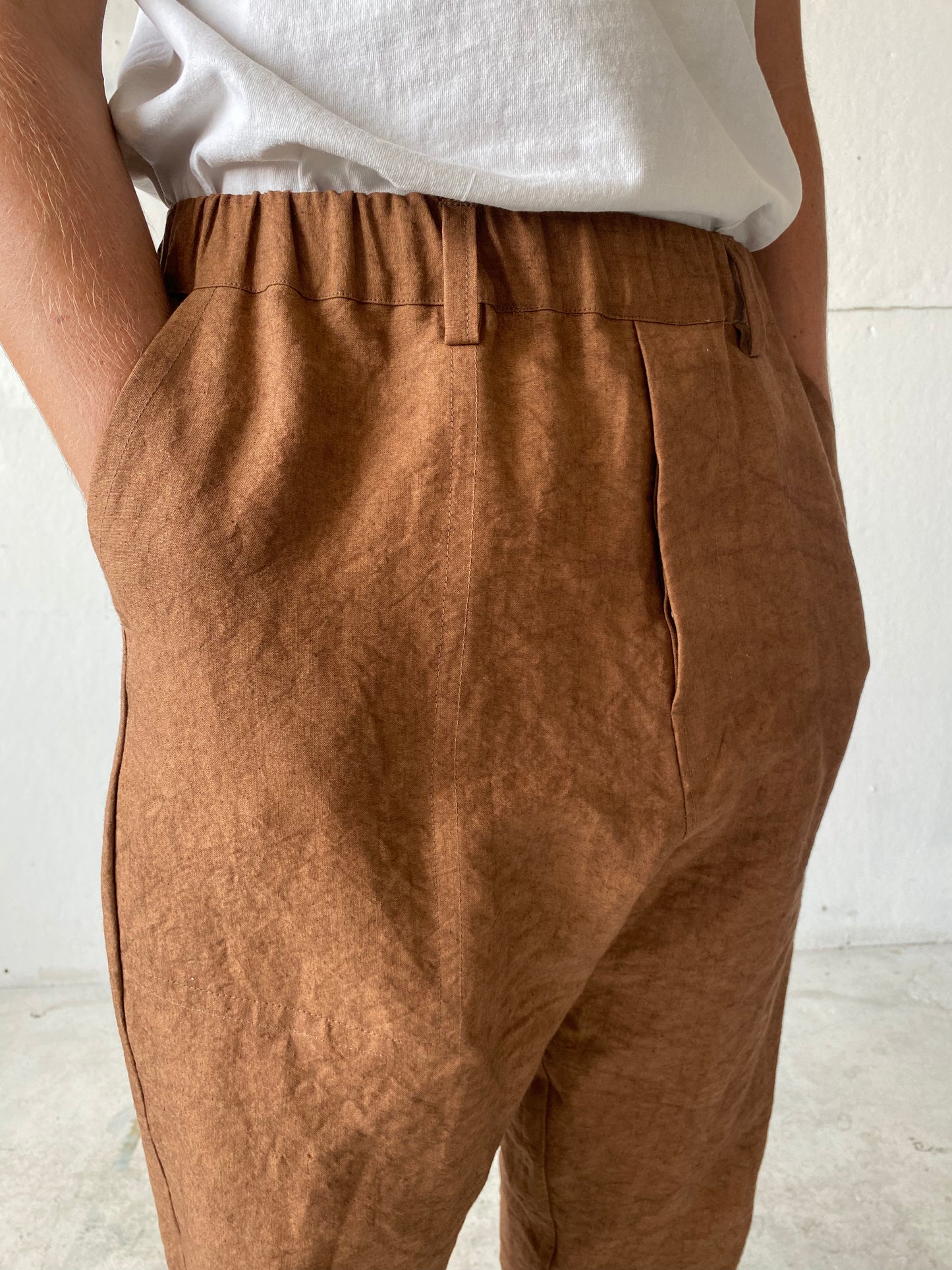 Work Pants in Persimmon Dyed Paper/Linen