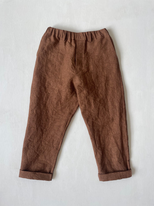 Work Pants in Persimmon Dyed Paper/Linen