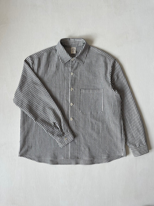 Tent Shirt in Cotton/Linen/Ramie Striped Dobby
